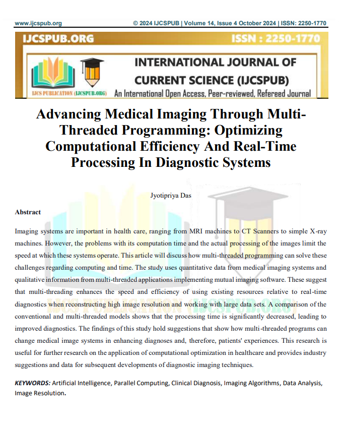 Article: Advancing Medical Imaging Through MultiThreaded Programming: Optimizing Computational Efficiency And Real-Time Processing In Diagnostic Systems